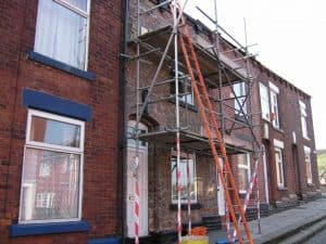 Stone cladding on terrace house