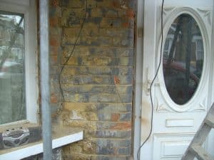 London job brick damage after stone cladding removed