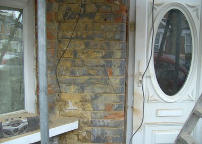 London job brick damage after stone cladding removed