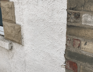 area of spray coating to be cleaned and removed